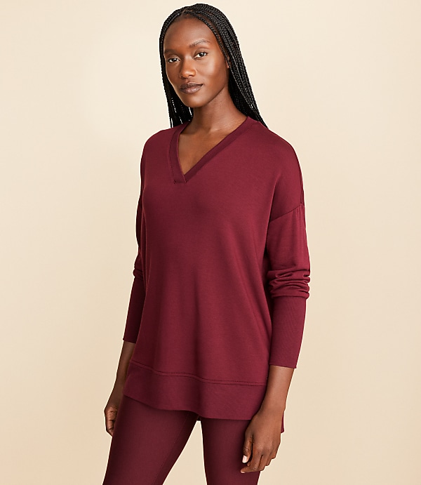Lou & Grey Ribtrim Signaturesoft V-Neck Tunic Top