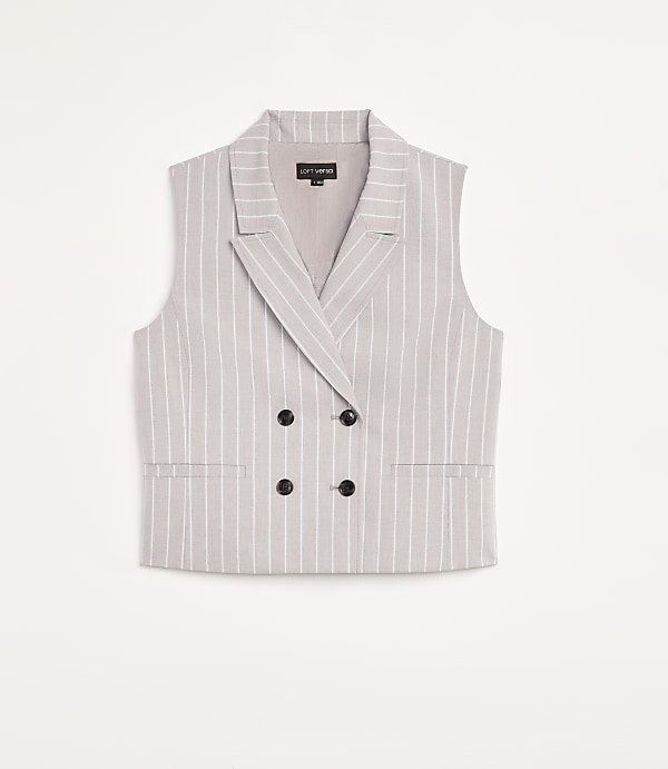 Petite LOFT Versa Striped Seasonless Stretch Double Breasted Vest