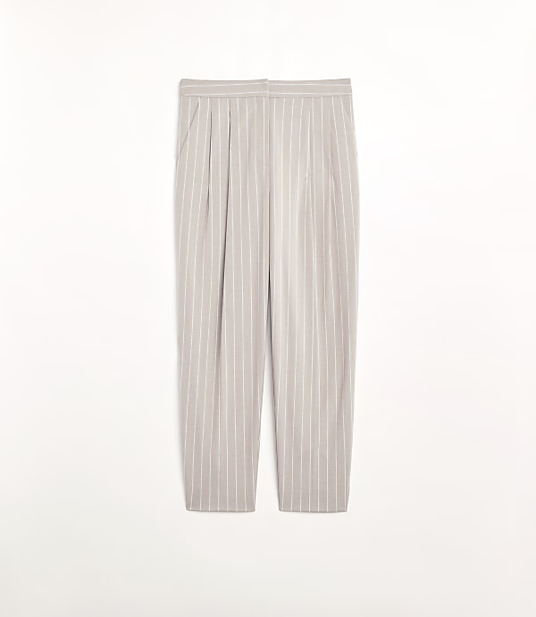 Petite LOFT Versa Seasonless Stretch Double Pleat Taper Pant in Stripe