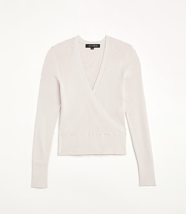 Petite LOFT Versa Ribbed Wrap Sweater