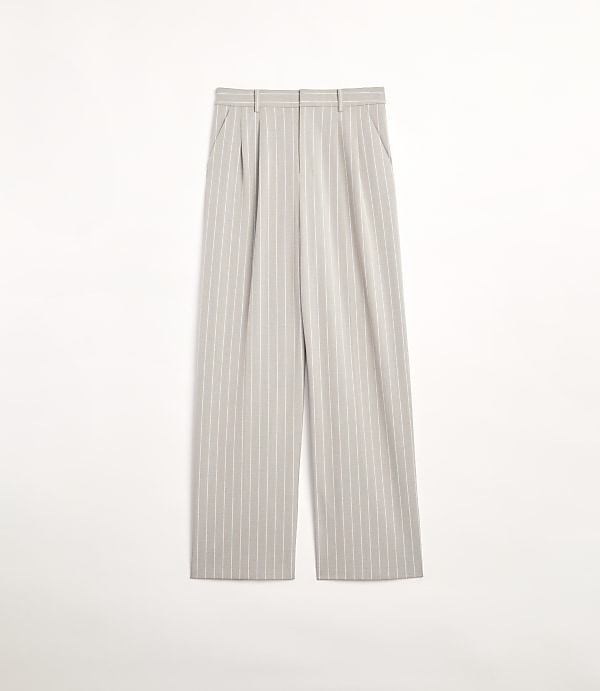Petite LOFT Versa Seasonless Stretch Double Pleat Wide Leg Pant in Stripe