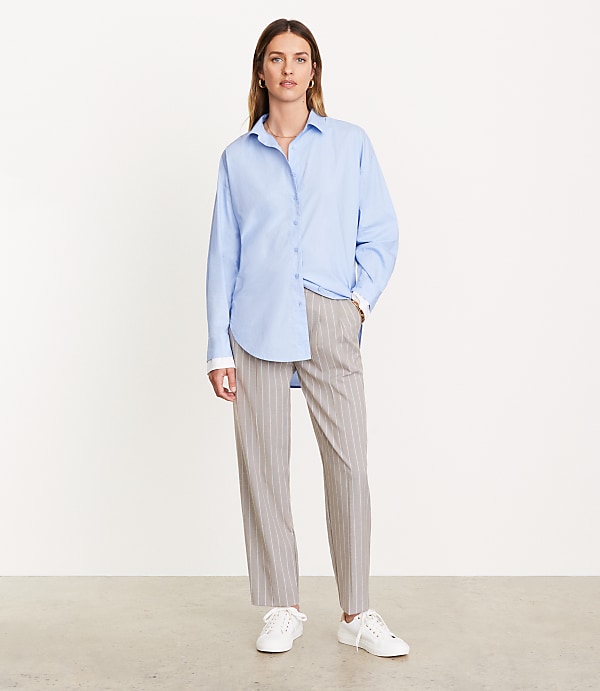 Petite LOFT Versa Poplin Oversized Double Cuff Tunic Shirt