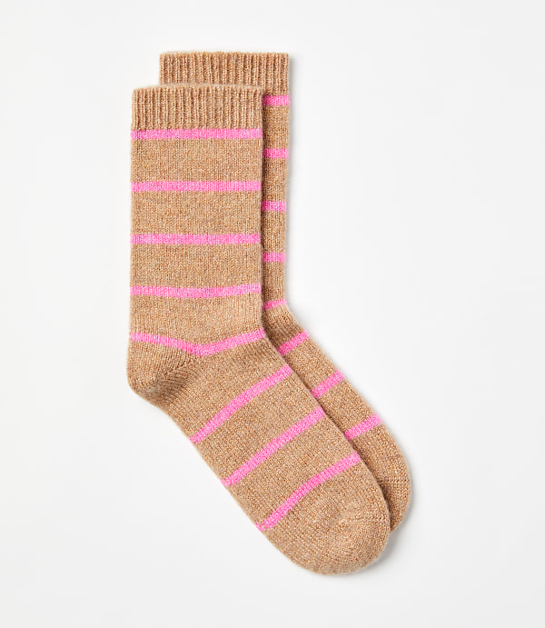 Striped Cashmere Crew Socks