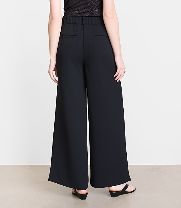 Petite LOFT Versa Crepe Drape Palazzo Pant
