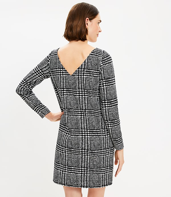 Houndstooth Button Back Pocket Dress
