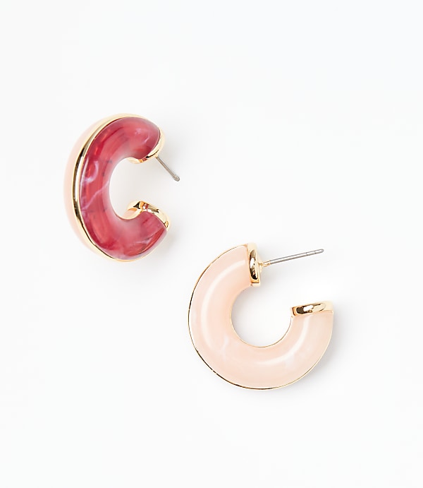 Two Tone Resin Hoop Earrings