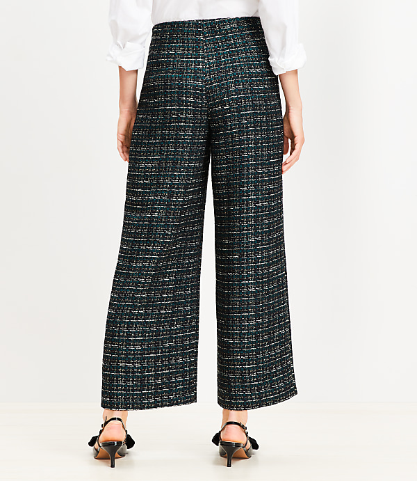 Darted Palazzo Pants in Textured Tweed