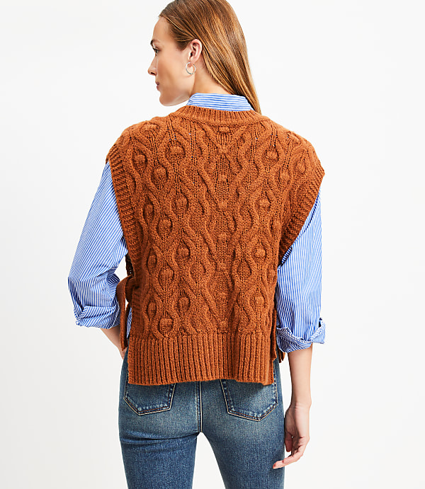 Bobble Cable Side Tie Sweater Vest