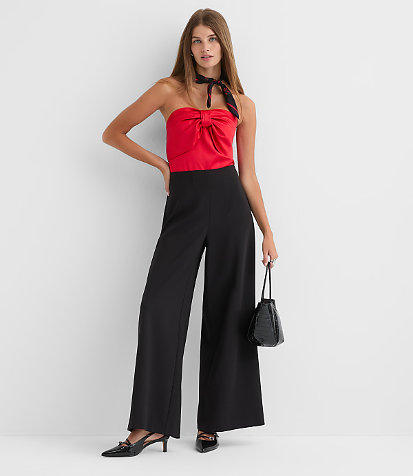 Petite Darted Palazzo Pants in Doubleface
