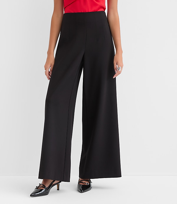 Petite Darted Palazzo Pants in Doubleface