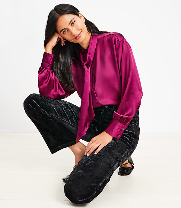 Five Pocket Straight Pants in Crushed Velvet