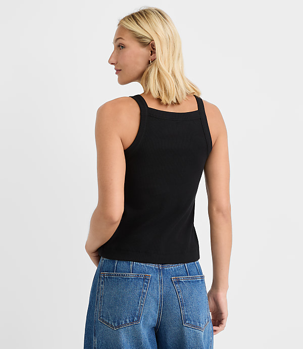 Perfect Ribbed Apron Neck Tank Top