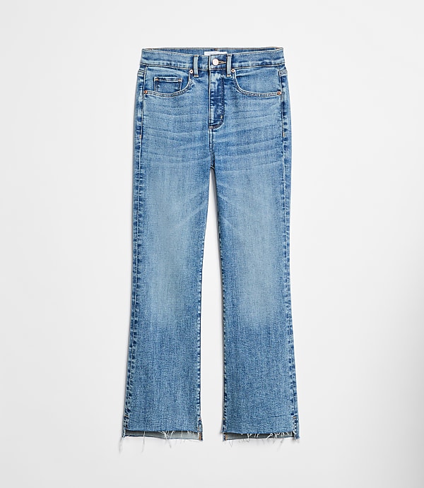 Step Hem High Rise Kick Crop Jeans in Classic Mid Wash
