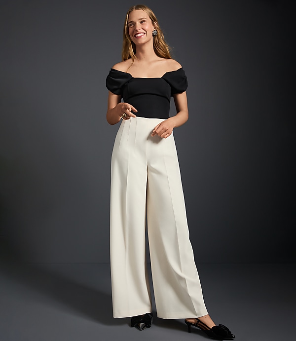Darted Palazzo Pants in Doubleface