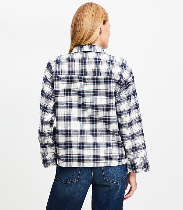 Plaid Flannel V-Neck Pocket Popover