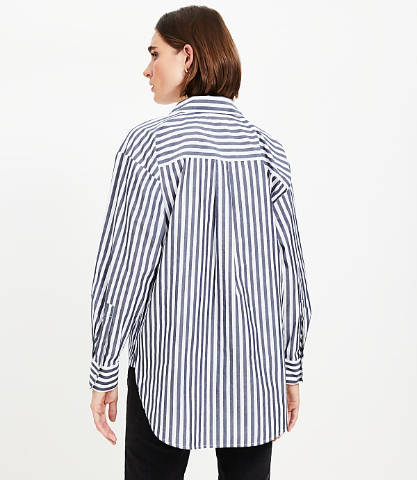 Petite Striped Everyday Oversized Pocket Shirt