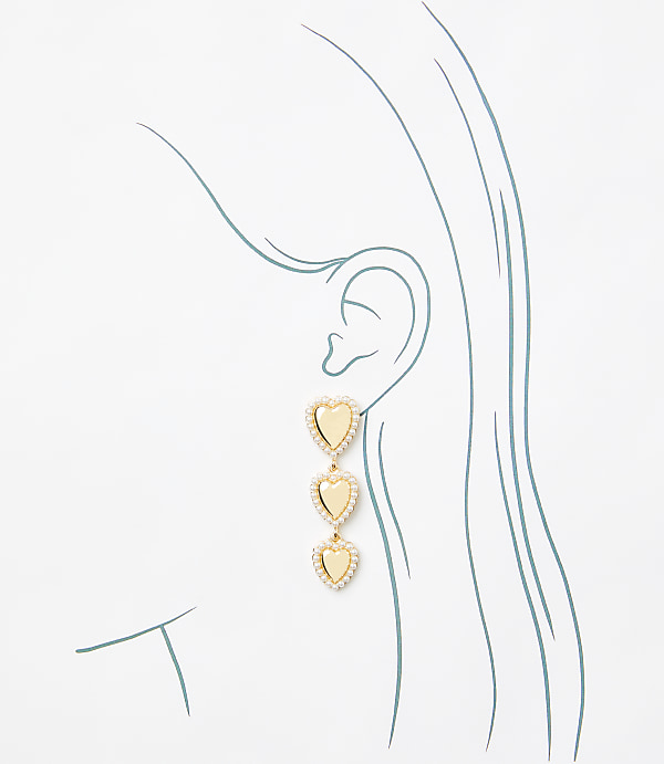 Pearlized Heart Drop Statement Earrings