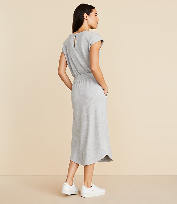 Lou & Grey Heathered Scubasoft Midi Pocket Dress