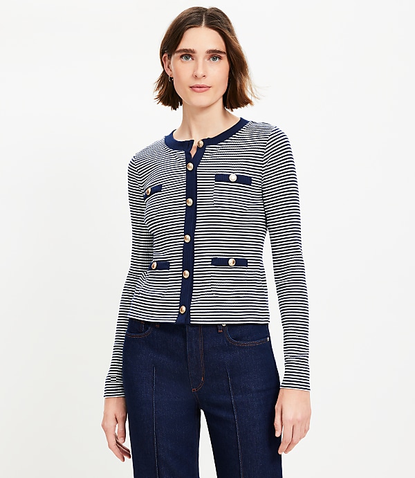 Striped Pocket Cardigan Top