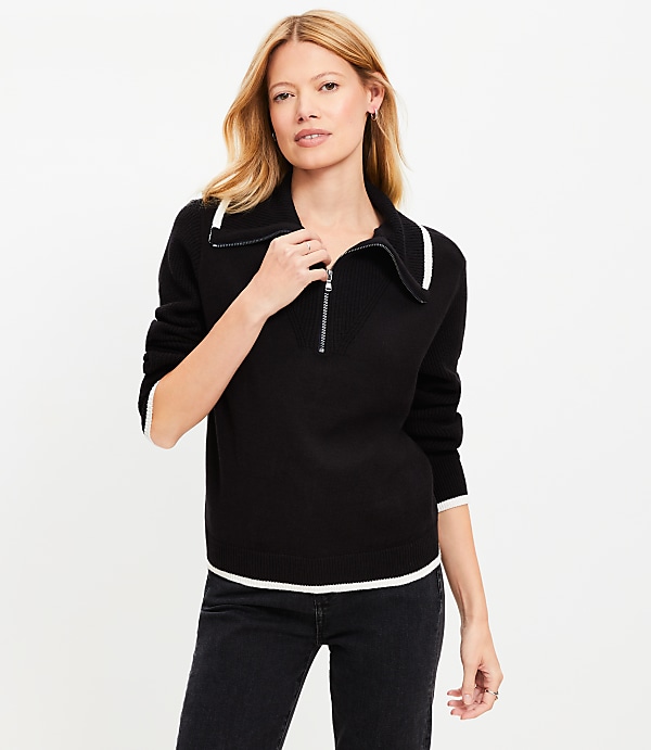 Tipped Half Zip Sweater