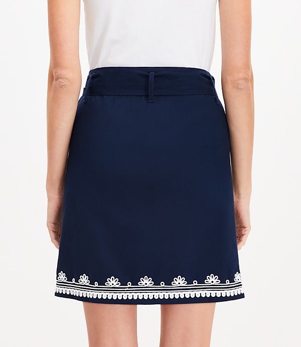 Floral Embroidered Mini Wrap Skirt