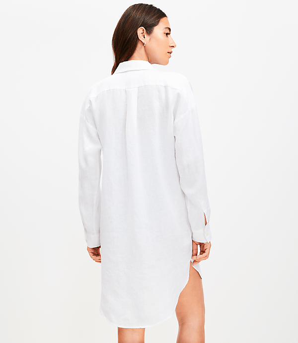 Petite LOFT Beach Linen Swimsuit Coverup Pocket Shirt