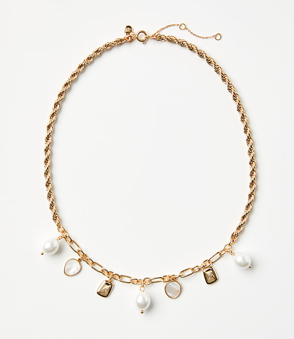 Pearlized Rope Charm Necklace