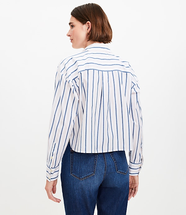 Petite Striped Poplin Modern Pocket Shirt