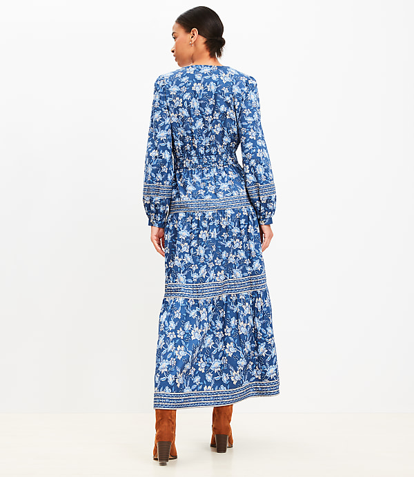 Floral Smocked Tie Waist Midi Dress