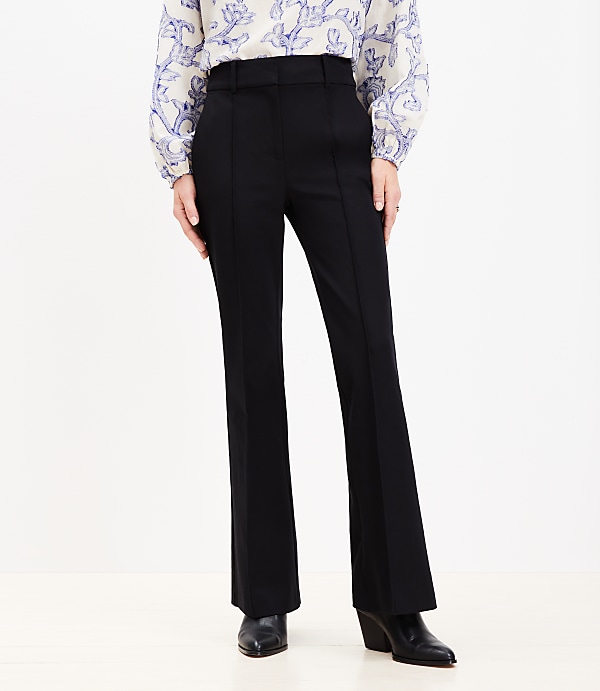 Petite Pintucked Sutton Flare Pants in Bi-Stretch
