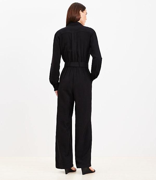 Button Tab Belted Jumpsuit
