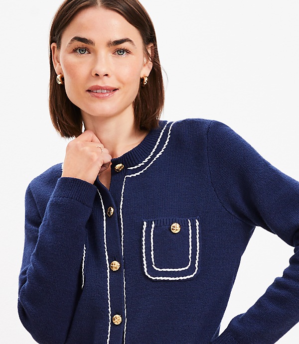 Topstitched Sweater Jacket