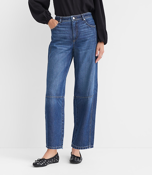 High Rise Barrel Jeans in Dark Wash