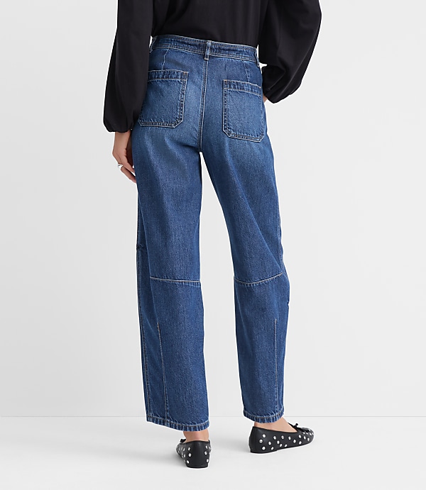 High Rise Barrel Jeans in Dark Wash