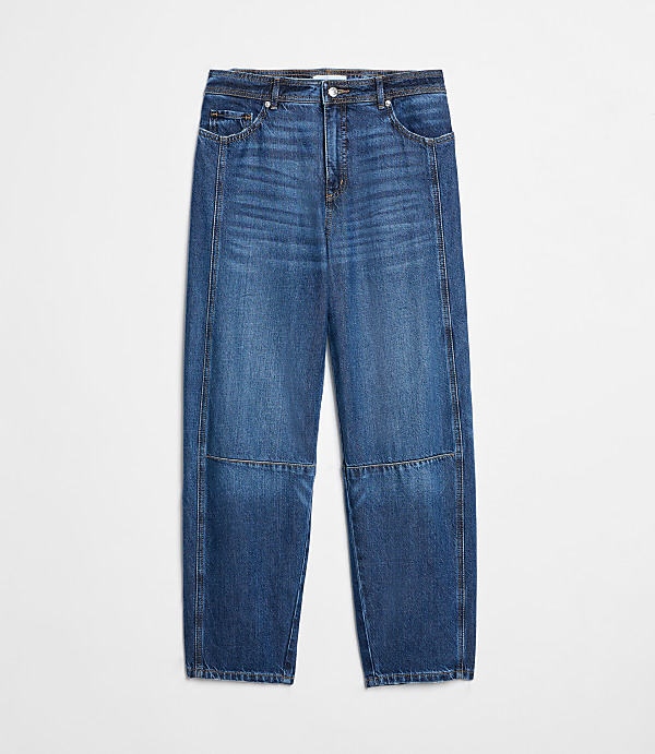 High Rise Barrel Jeans in Dark Wash