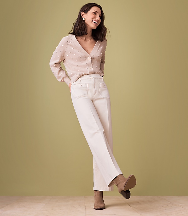 Sailor High Rise Wide Leg Crop Jeans in Popcorn