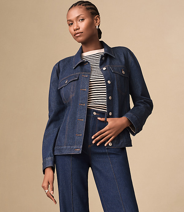 Seamed Denim Trucker Jacket in Classic Rinse Wash