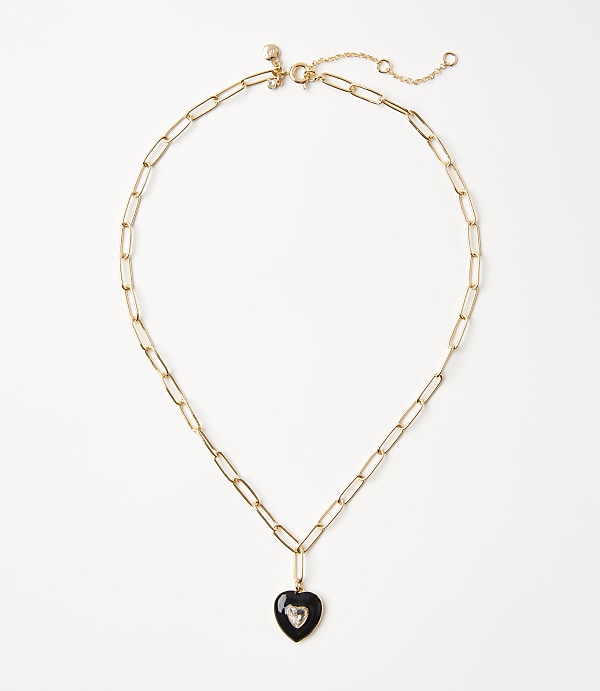 Enamel Heart Chain Link Necklace