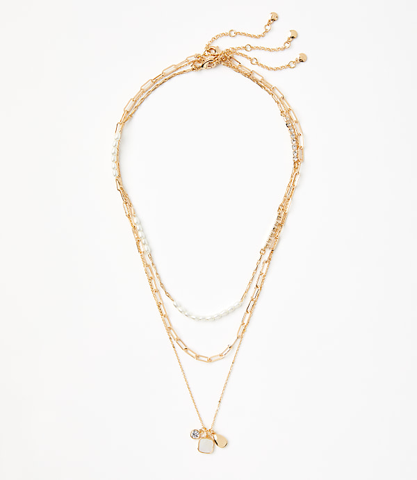 Mother Of Pearl Cluster Necklace Set