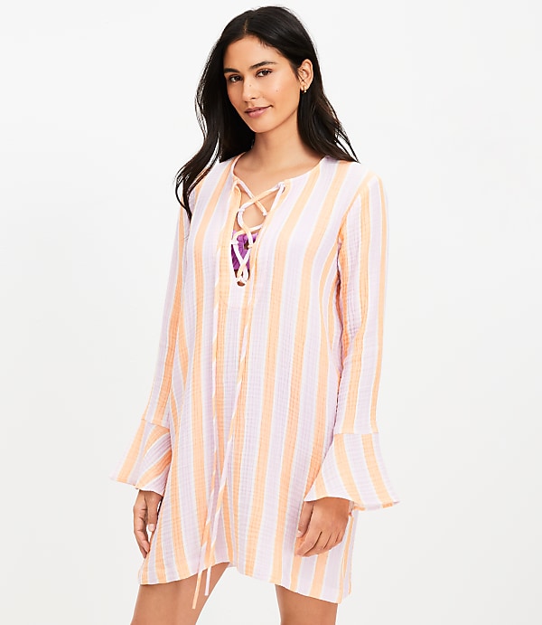 LOFT Beach Triple Cloth Lace Up Swimsuit Cover Up