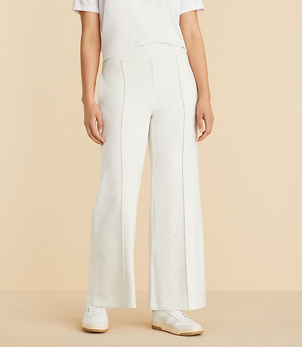 Lou & Grey Heathered Pintucked Scubasoft Wide Leg Pants