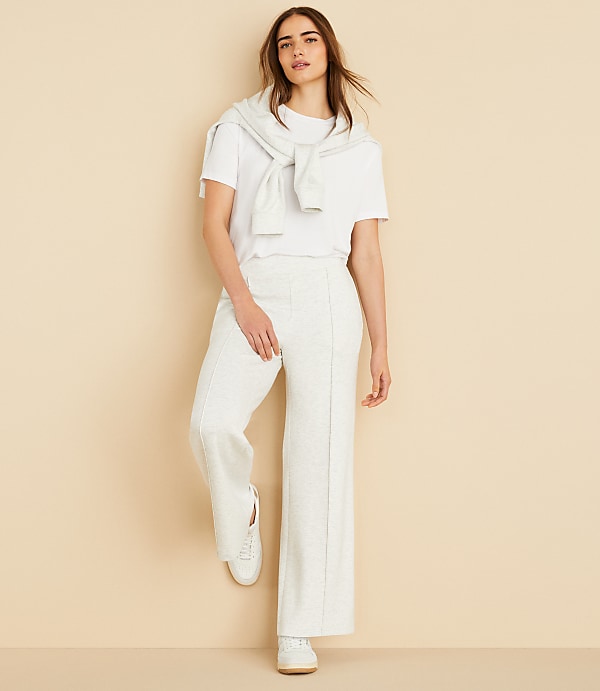 Lou & Grey Heathered Pintucked Scubasoft Wide Leg Pants