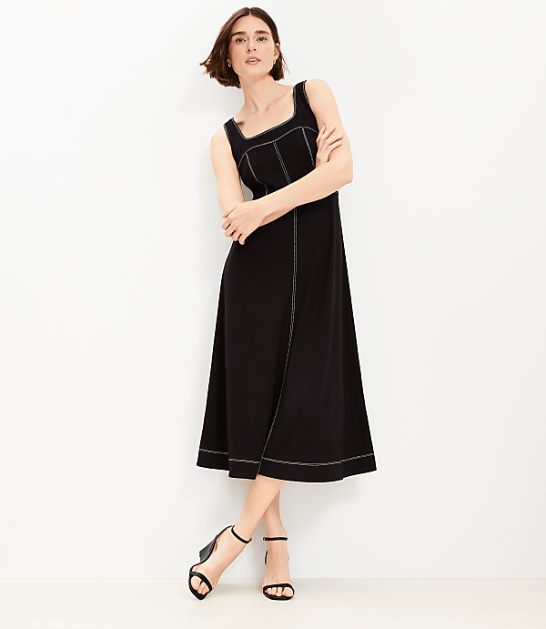 Ponte Square Neck Midi Dress