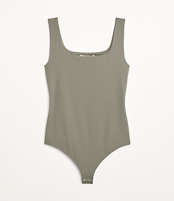 Petite LOFT Versa Ribbed Square Neck Bodysuit