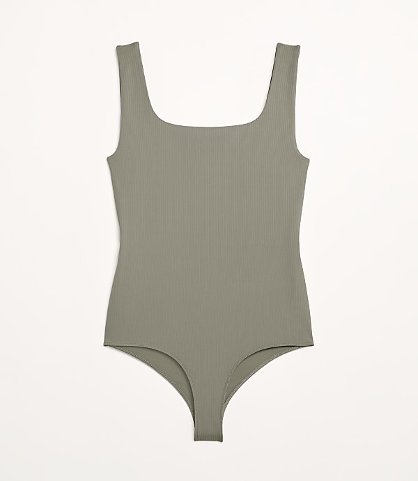 Petite LOFT Versa Ribbed Square Neck Bodysuit