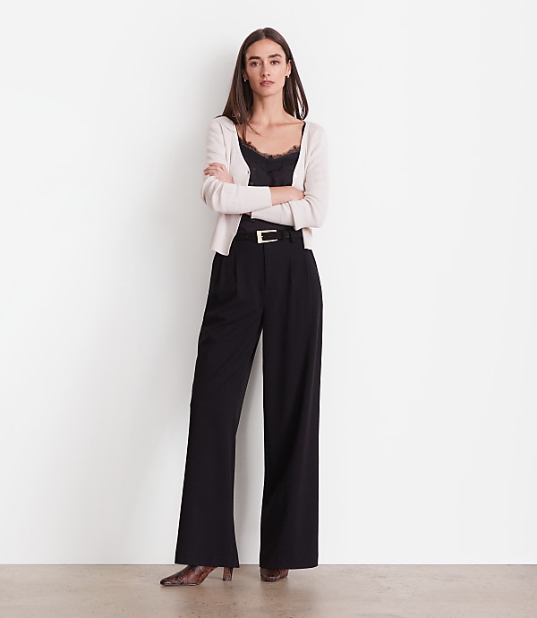 LOFT Versa Seasonless Stretch Double Pleat Wide Leg Pants