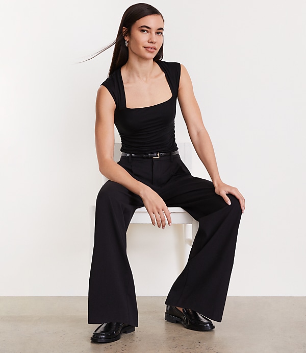 LOFT Versa 360 Knit Ruched Square Neck Bodysuit