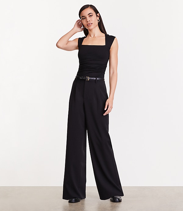 LOFT Versa 360 Knit Ruched Square Neck Bodysuit