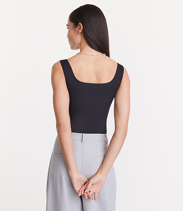 Petite LOFT Versa Ribbed Square Neck Bodysuit