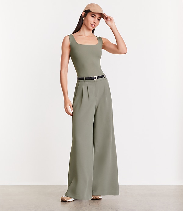 Petite LOFT Versa Ribbed Square Neck Bodysuit